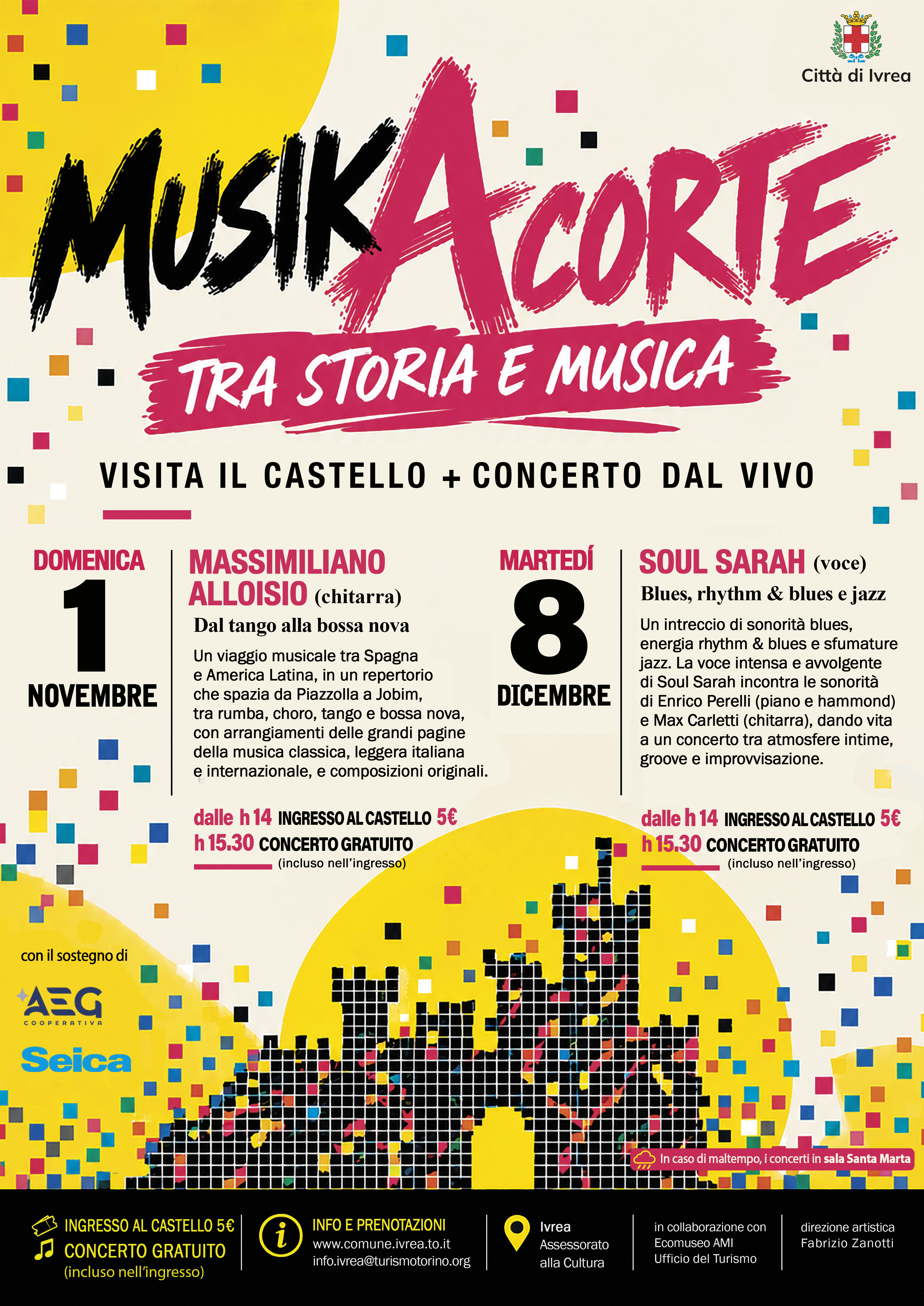 Musikacorte, al Castello di Ivrea due concerti tra tango, bossa nova e blues